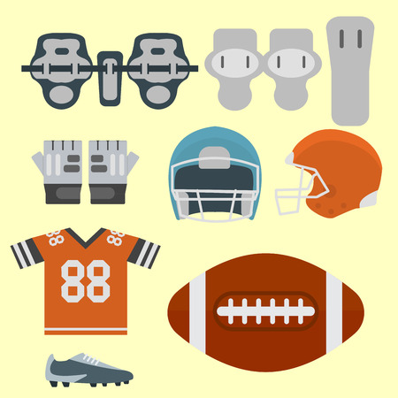American football player uniform sport game icons vector cartoon style quarterback jumping success usa athleteのイラスト素材