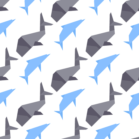 Vector whale illustration seamless patternのイラスト素材