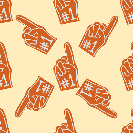 Human hand show indicate one symbol game fun toy fan baseball gesture seamless pattern background vector illustration. Indicating pointer choice forefinger.のイラスト素材
