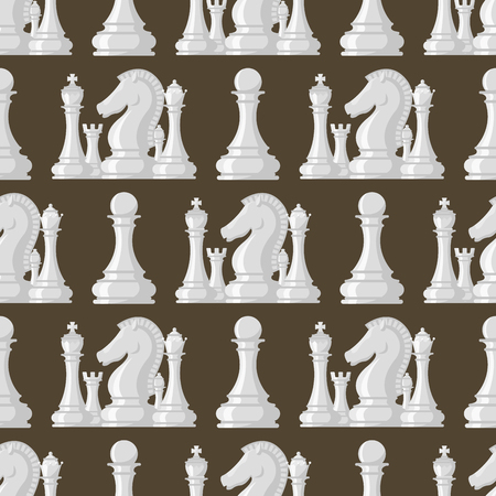 Chess board seamless pattern background chessmen vector leisure concept knight group white and black piece competitionのイラスト素材