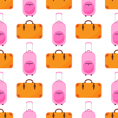 Travel baggage seamless pattern with flat colorful luggage backpacks and bags handbag vector illustration.のイラスト素材