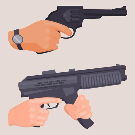 Hand firing with gun protection vector.のイラスト素材