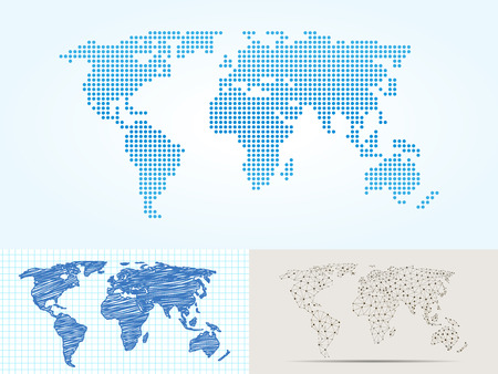 Maps globe Earth contour outline silhouette world mapping cartography texture vector illustrationのイラスト素材
