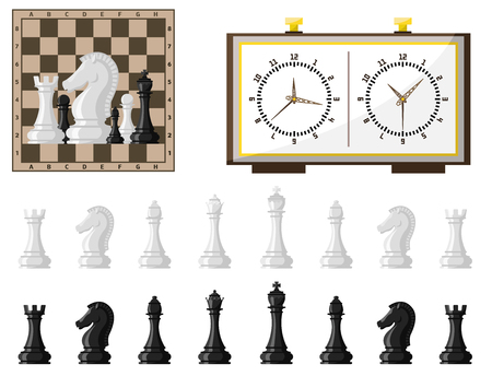 Chess board and chessmen vector leisure concept on white background.のイラスト素材