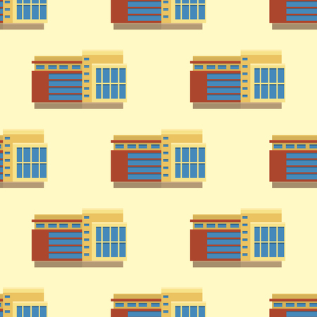 City buildings modern tower office architecture seamless pattern house business apartment home facade vector illustrationのイラスト素材