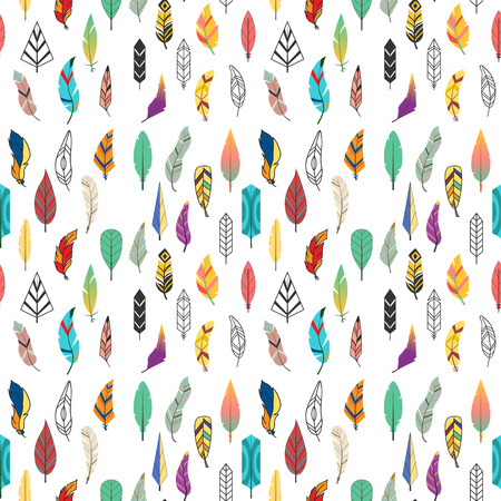 Tribal flat feather seamless pattern backgroundのイラスト素材