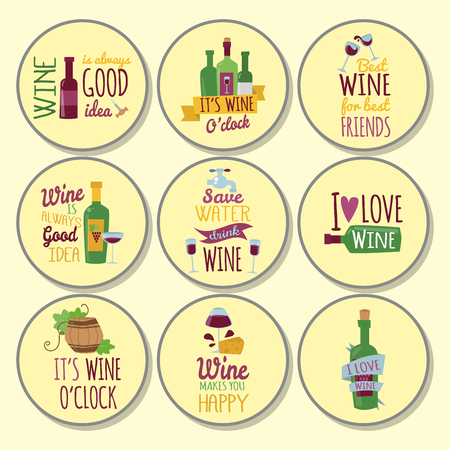 Hand drawn natural badges and labels for wine vector illustrationのイラスト素材
