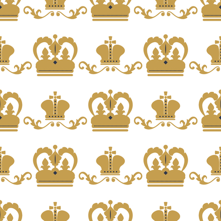 Crown king vintage premium seamless pattern background heraldic ornament tiara luxury emblem kingdom princess baroque vector illustration. Insignia medieval antique decoration retro style.のイラスト素材