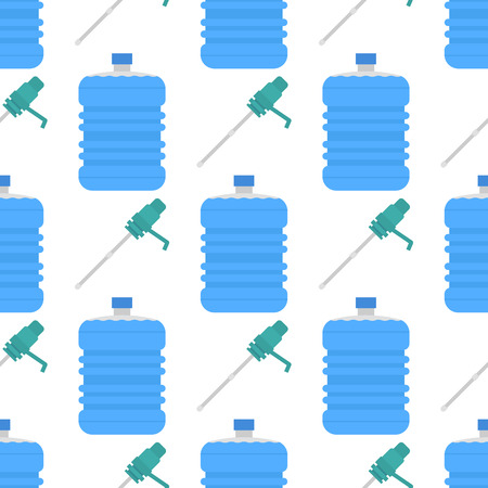 Water delivery vector seamless pattern background drink bottle plastic blue container business service.のイラスト素材