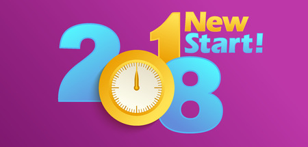 2018 happy New Year calendar Christmass text for Holiday calendar print colored design newborn party illustrationのイラスト素材