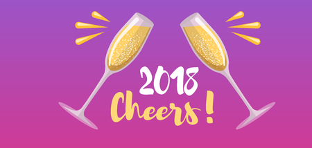 2018 happy New Year calendar Christmass text for Holiday calendar print colored design newborn party illustrationのイラスト素材