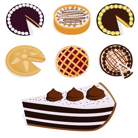 Homemade organic pie dessert vector illustration fresh golden rustic gourmet bakery.のイラスト素材