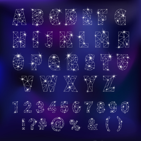 Alphabet font with star constellation illustration.のイラスト素材