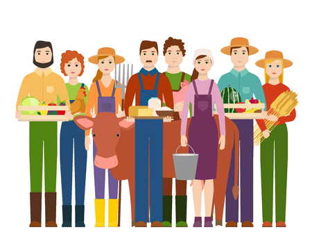 Farmer workers people character agriculture person profession farming life vector illustration.のイラスト素材