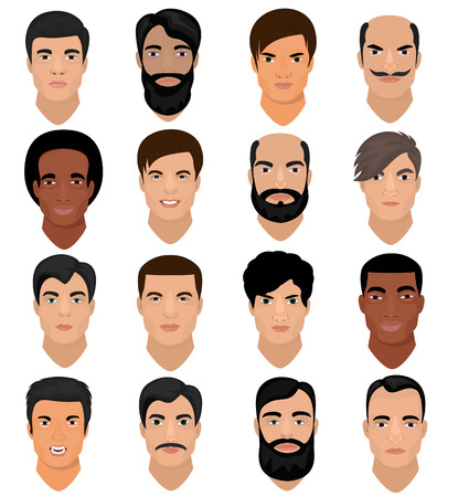Man portrait vector set isolated on white backgroundのイラスト素材