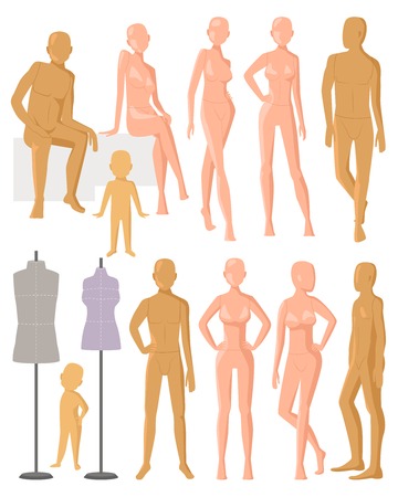 Mannequin vector dummy model for fashion dress isolated on white backgroundのイラスト素材