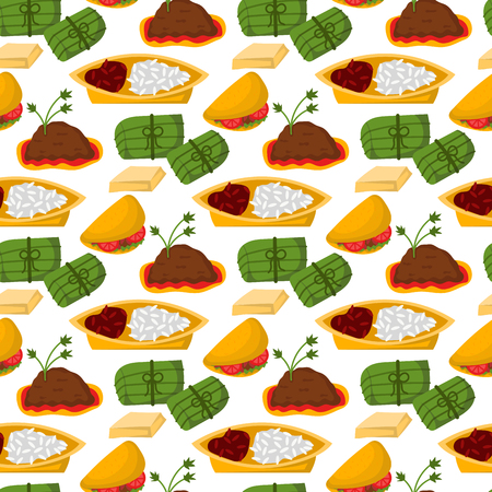 Mexican traditional food with meat and avocado seamless pattern backgroundのイラスト素材