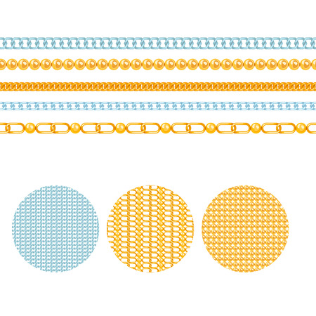 Chains link strength connection vector seamless pattern of metal linked parts and iron equipment protection strong sign shiny design background.のイラスト素材