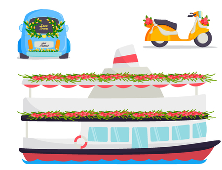 Wedding fashion transportation traditional auto expensive retro ceremony bride transportの写真素材