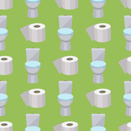 Bath equipment toilet bowl clean bathroom flat style illustration hygiene design seamless pattern background.のイラスト素材
