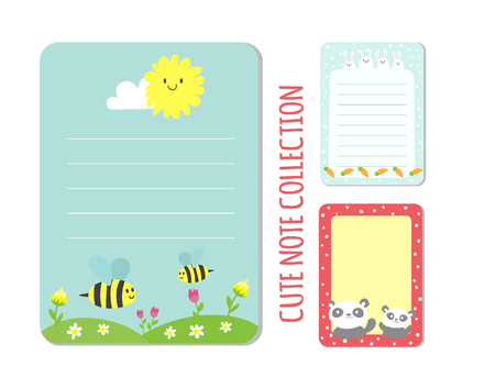 Baby shower invitations cards vector note list poster greeting template kids paper layout design sheets dairy illustration.のイラスト素材