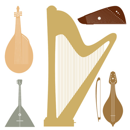 Stringed dreamed musical instruments classical orchestra art sound tool and acoustic symphony fiddle wooden equipment vector illustrationのイラスト素材