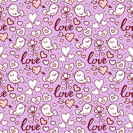I love you text heart sharp vector seamless pattern background card beautiful celebrate bright emoticon symbol holiday abstract art decoration.のイラスト素材
