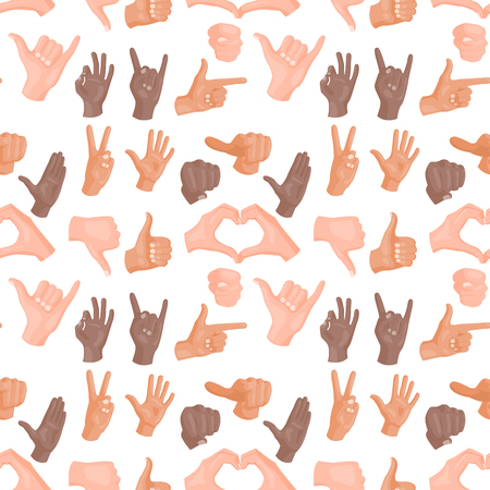 Hands deaf-mute seamless pattern background gestures human arm people communication message vector illustration.の写真素材