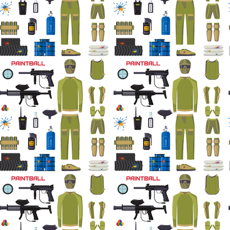 Paintball club protection uniform sport game seamless pattern background design equipment target vector illustrationのイラスト素材