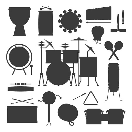 Musical drum silhouette wood rhythm music instrument series percussion musician performance vector illustrationのイラスト素材