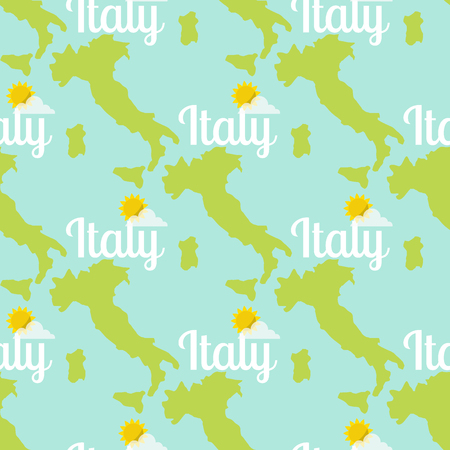 Italy travel map vector attraction tourist symbols sightseeing world italian architecture seamless pattern background illustration.のイラスト素材