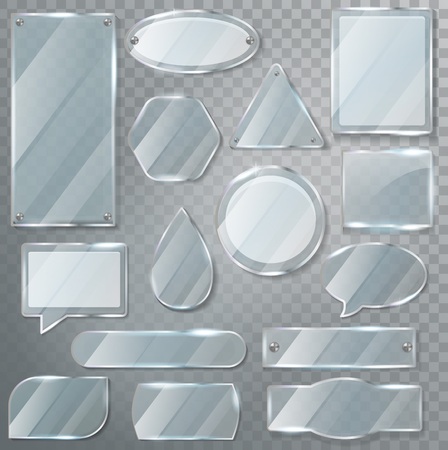Glass vector transparency glossy clear blank frame and realistic empty glassful template illustration glassware set of glossy bubble speech isolated on transparent backgroundのイラスト素材