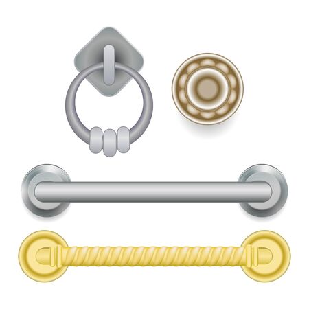Door handle vector doorknob to lock doors at home and metal door-handle in house interior illustration set of entrance door-knob design isolated on white backgroundのイラスト素材