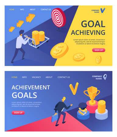 Money, education for success man businessman vector illustration. Achieving business goal, career by cartoon strategy concept. Finance flat people growth, manager work idea web background set.のイラスト素材
