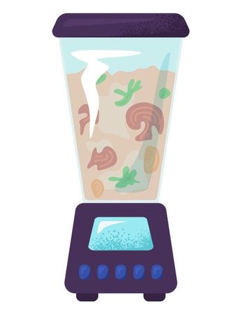 Healthy vegetable eco smoothies, concept cocktail vegan with organic food flat vector illustration, isolated on white icon. Farm design drink product, prepare foodstuff kitchen mixer.のイラスト素材