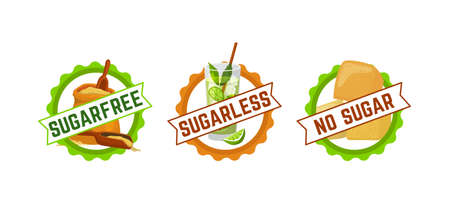 Sugar free sign symbol, vector illustration. Graphic logo for healthy product label set, organic...