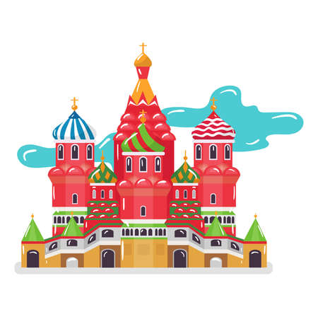 Historical moscow kremlin building, world famous architectural, concept old landmark flat vector illustration, isolated on white.のイラスト素材
