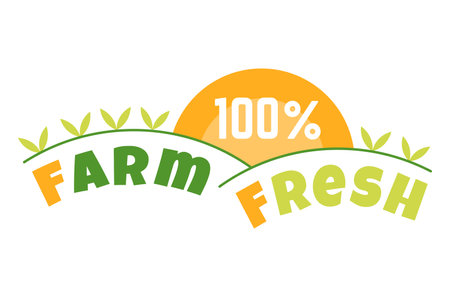 Fresh food farm label organic natural badge icon healthy vector isolated on white designのイラスト素材