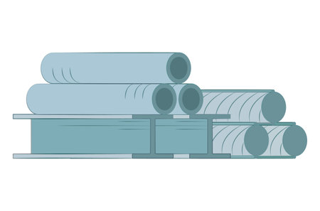 building materials water pipes rubber gasketed grp frp pipes vector isolated on whiteのイラスト素材