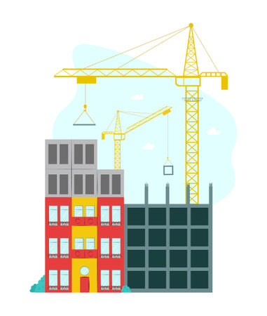 Construction crane equipment machinery industry vector isolated on whiteのイラスト素材
