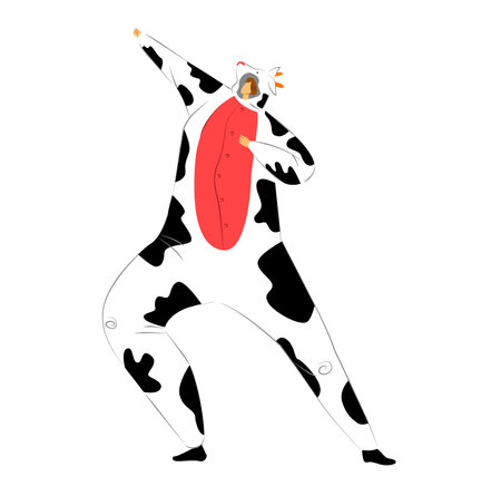 Cow or bull farm animal isolated on white vector illustrationのイラスト素材