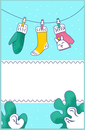 Winter holiday card, vector illustration. Happy greeting postcard with christmas season decoration, celebration poster set. Merry xmas invitationのイラスト素材