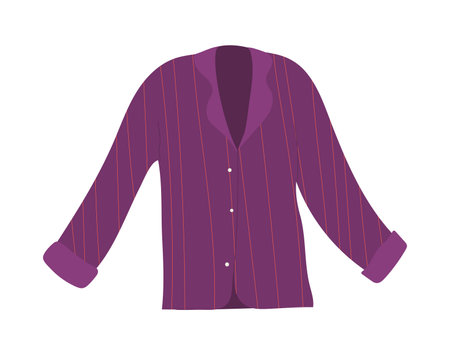 Purple striped shirt design for fashion and apparel. Mens dress shirt illustration with button-up front. Clothing vector illustration.のイラスト素材