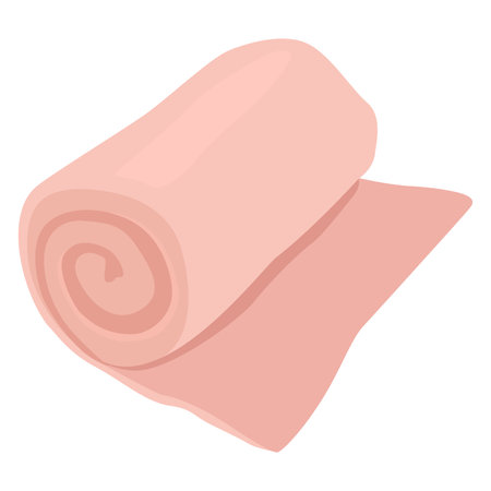 Pink yoga mat rolled up isolated on white background. Exercise and fitness equipment vector illustration.のイラスト素材