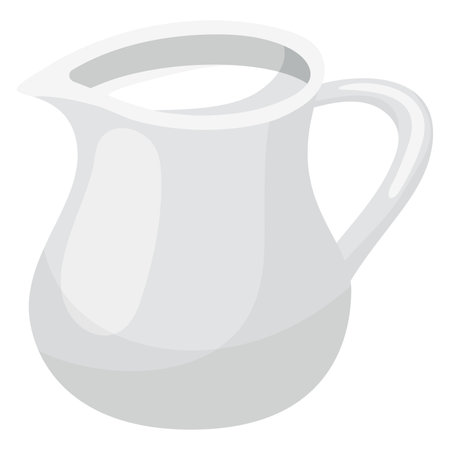 White ceramic pitcher isolated on white background. Simple kitchenware item, clean modern jug design vector illustration.のイラスト素材