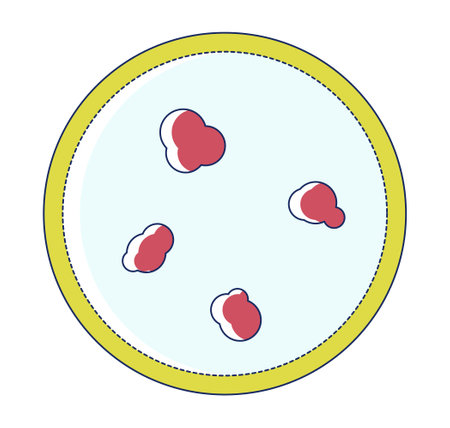 Round blue badge with red hearts. Simple love emblem with dashed border. Cute romantic decoration...