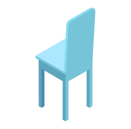 Isometric blue chair on a white background. Simple furniture design, modern chair object vector illustration.のイラスト素材