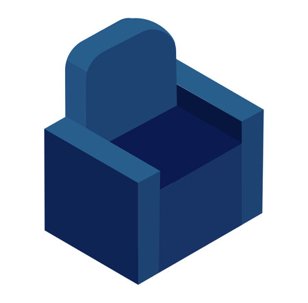Isometric blue armchair on white background. Modern furniture design, comfortable living room chair vector illustration.のイラスト素材