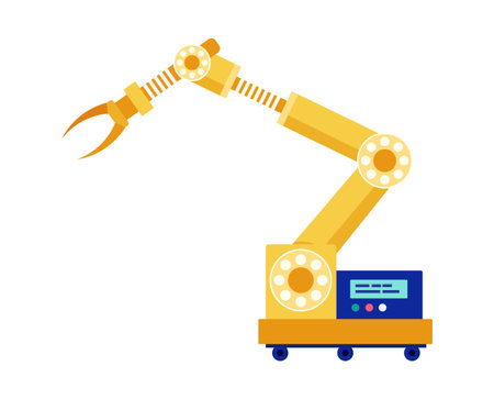 Industrial robotic arm isolated on white background. Modern automation technology in manufacturing vector illustration.のイラスト素材