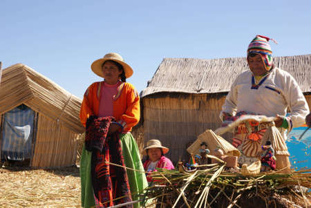 Uros, Floating island on titicaca lake in Peruのeditorial素材